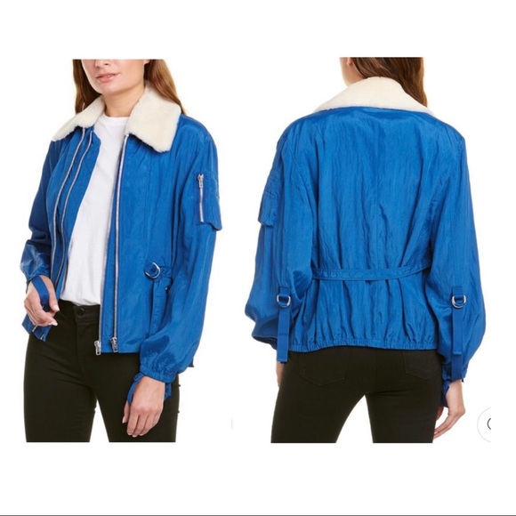 Helmut Lang Genuine Shearling Collar Bomber Jacket - Picture 12 of 12